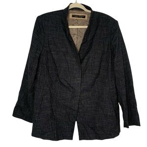 Marina Rinaldi XL Virgin Wool Blend Charcoal/Black Hidden Button Blazer Jacket